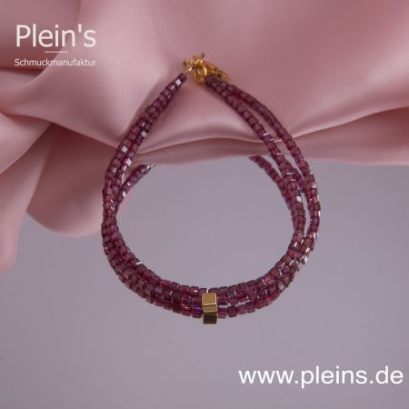 Granat Doppelarmband Würfel rot facettiert